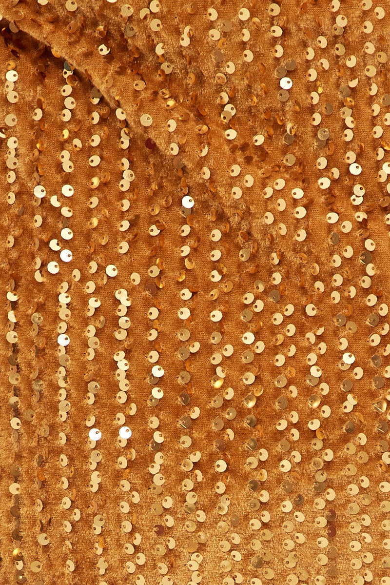 Gold Sequin Mini Dress One Shoulder