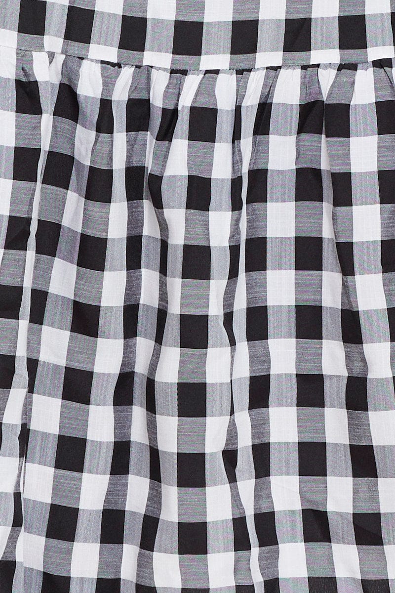 Check Midi Dress Sleeveless Tie Shoulder