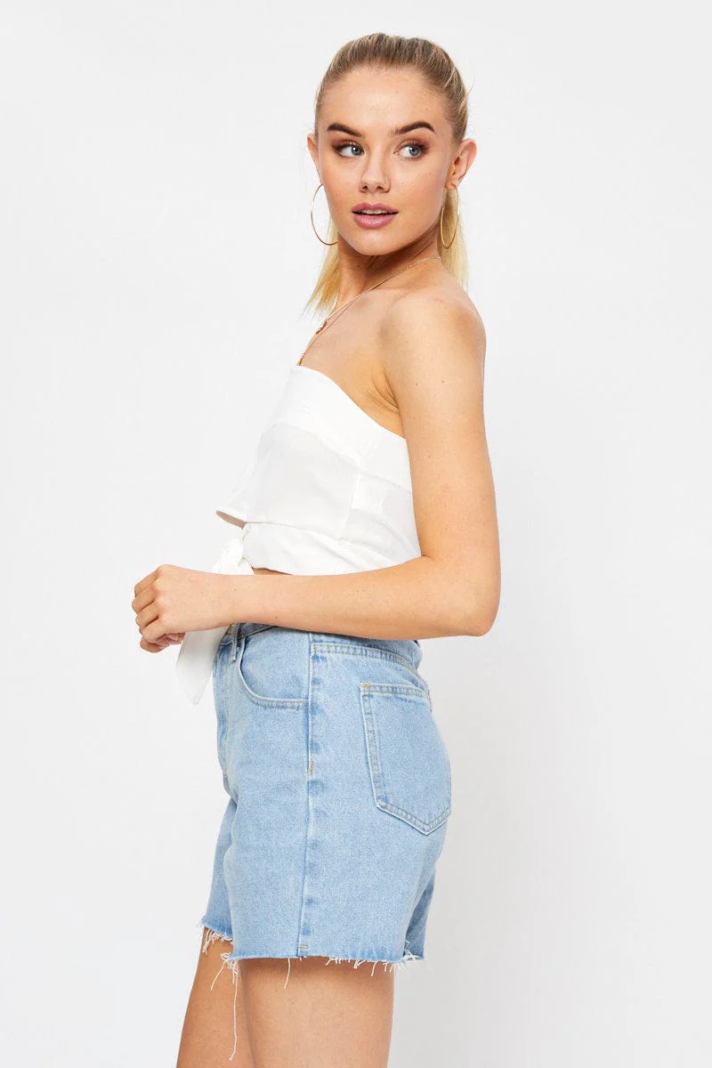 White Tie Front Bandeau Top