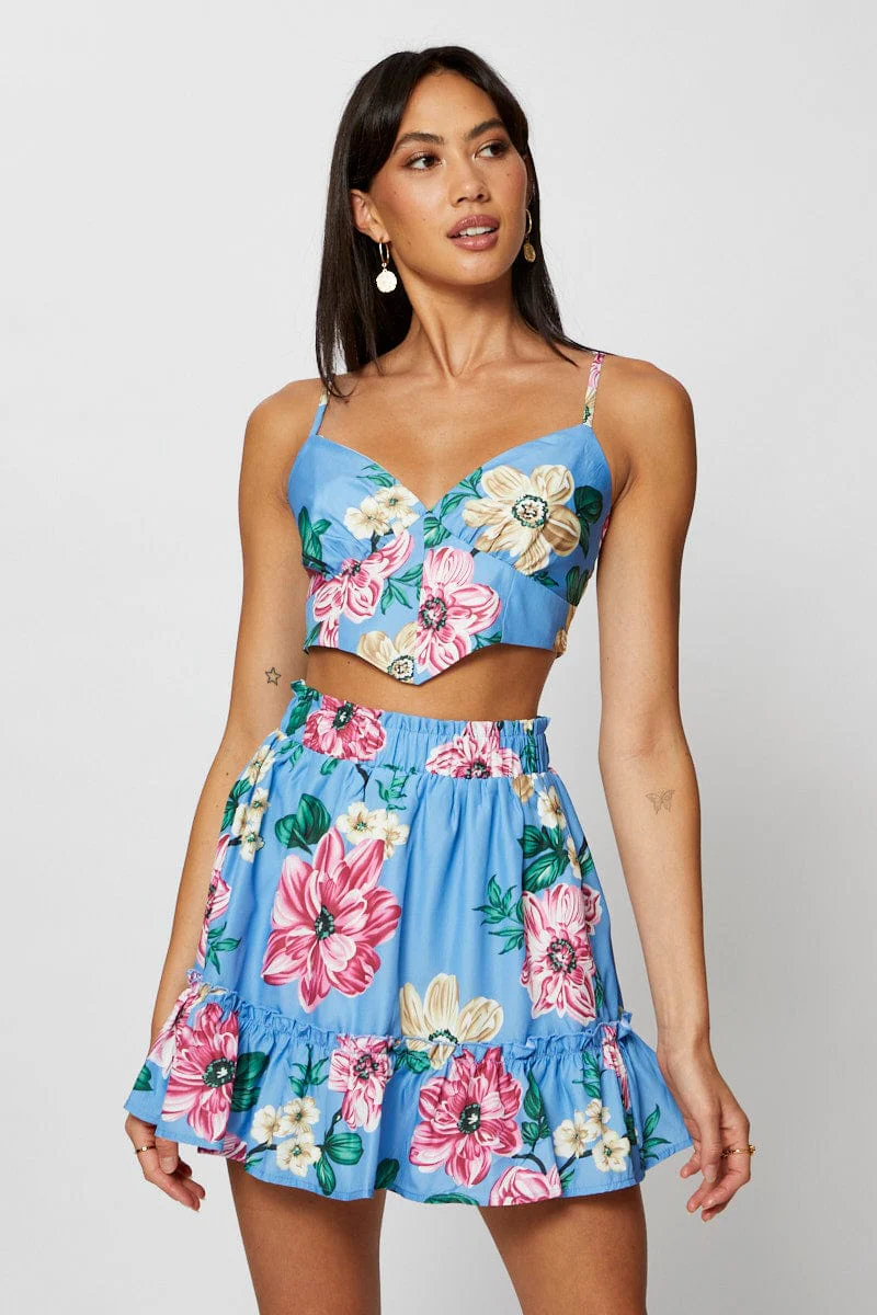 Print Scarf Top Crop