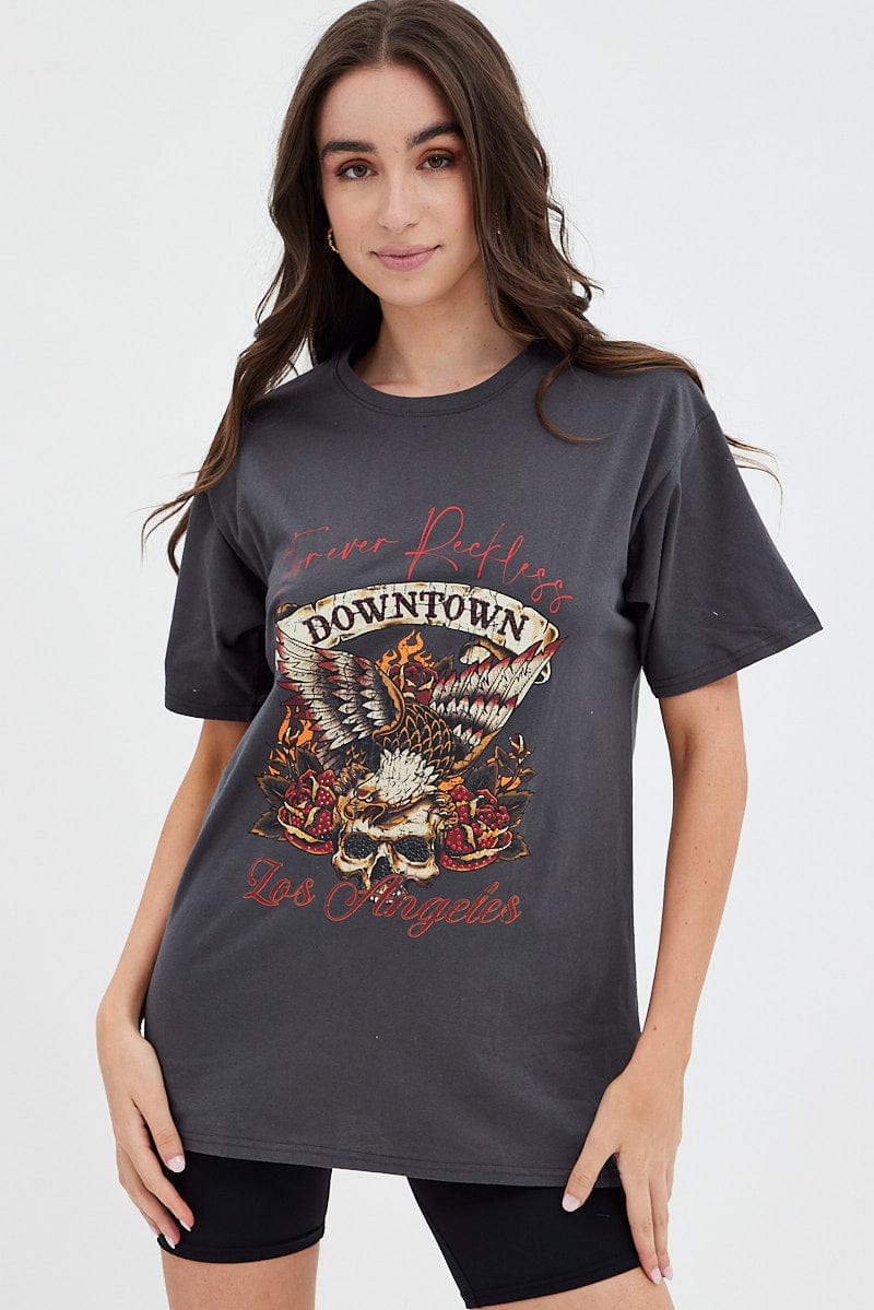 Black Graphic Tee Los Angeles Vintage