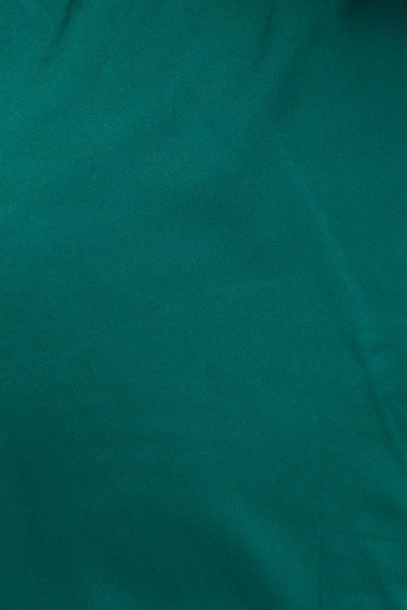 Green Satin PJ Lace Trim Cami and Ruffle Shorts Set