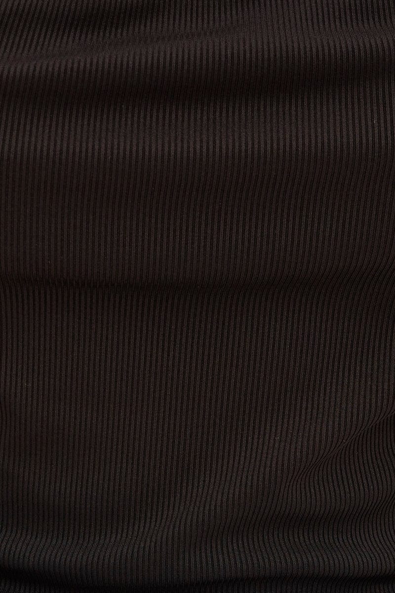 Black Ribbed Knit Crisscross Front One Piece Bodysuit