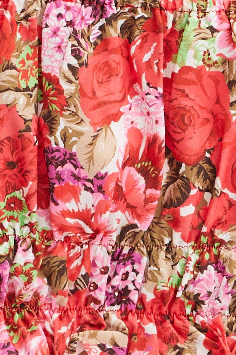 Print Crop Top Off Shoulder