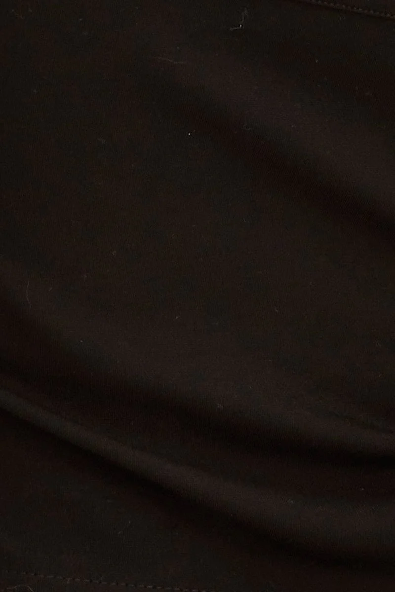 Black Corset Tank Sleeveless Square Neck Crop Curved Hem