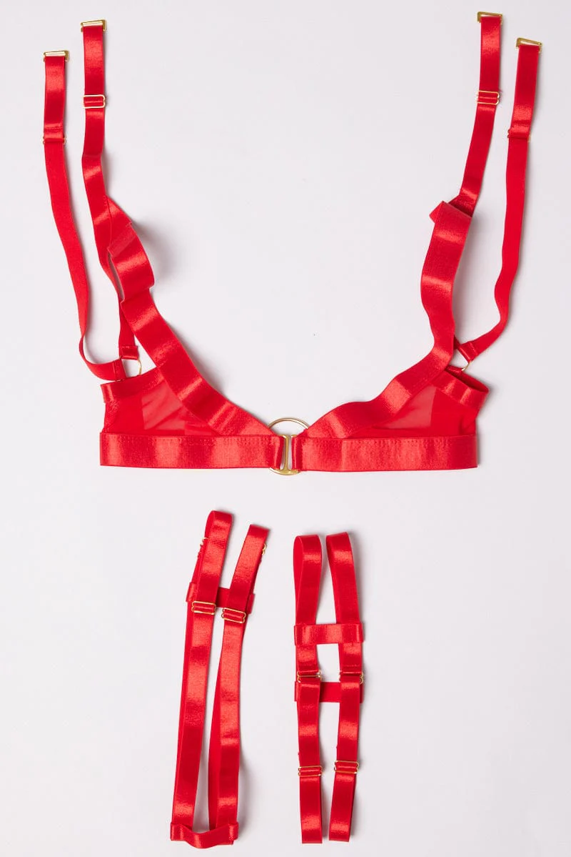 Red Strappy Lingerie Set