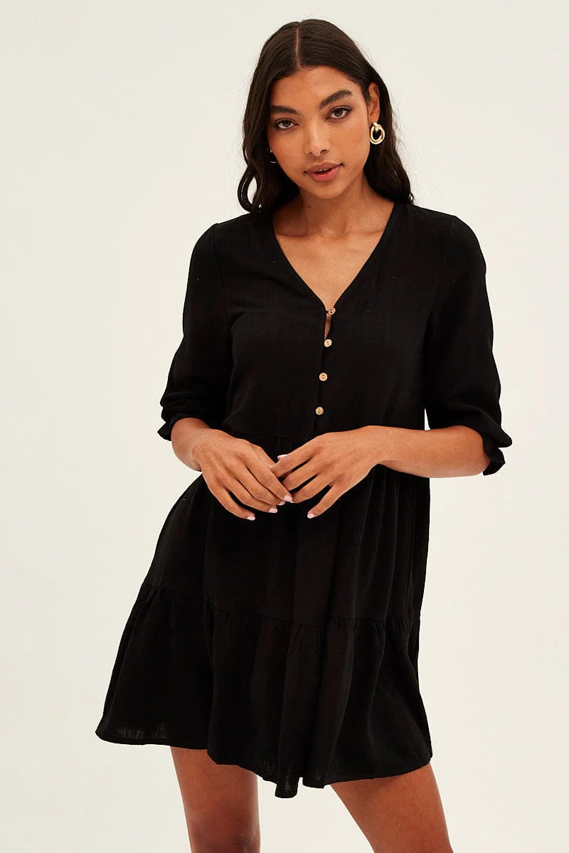 Black Smock Mini Dress