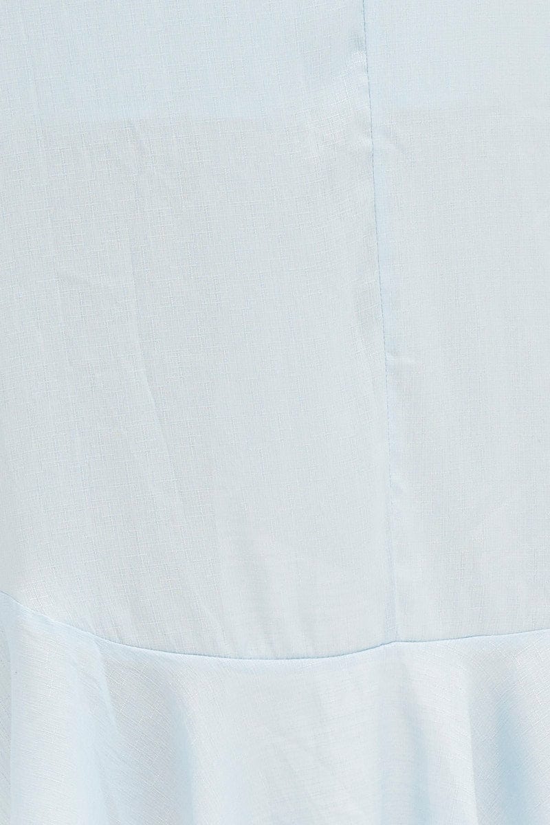 Blue Wrap Midi Dress