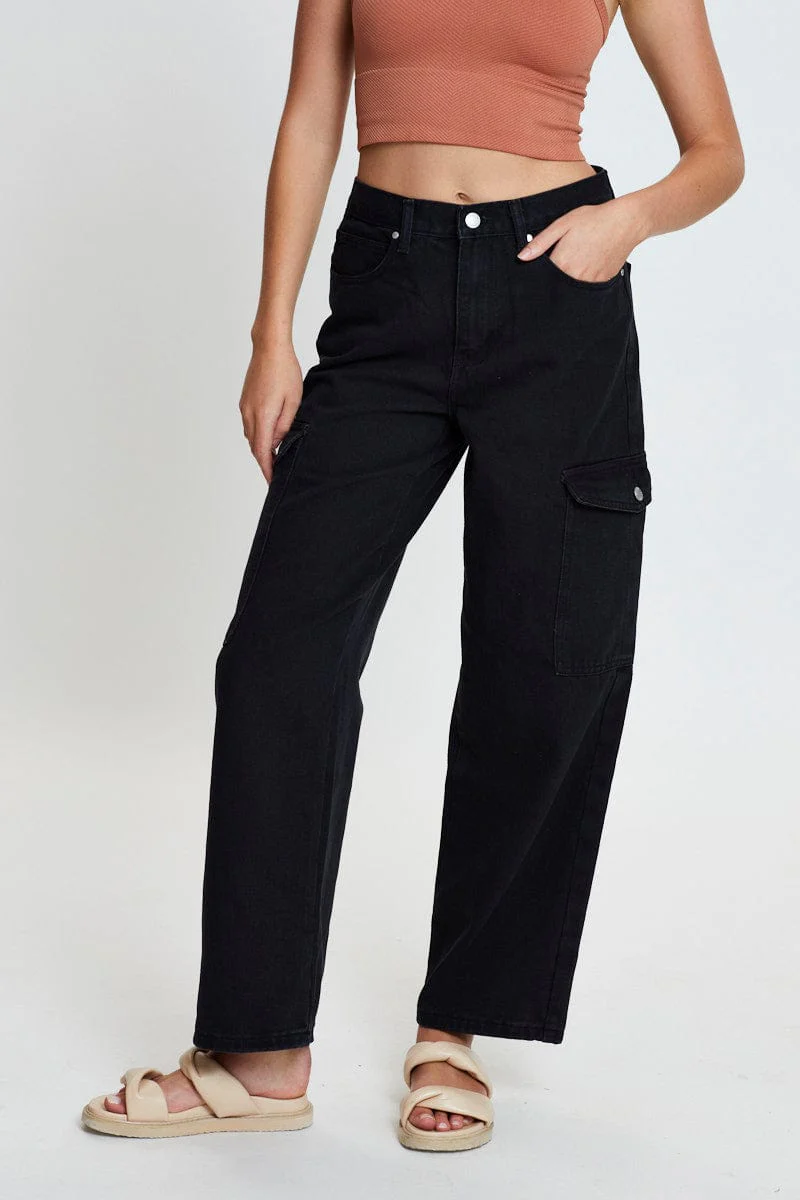 Black Carpenter Denim Jeans High Rise