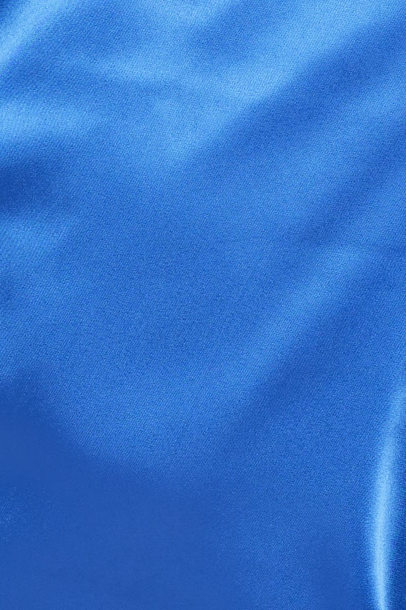 Blue Satin Halter Neck Front Split Top