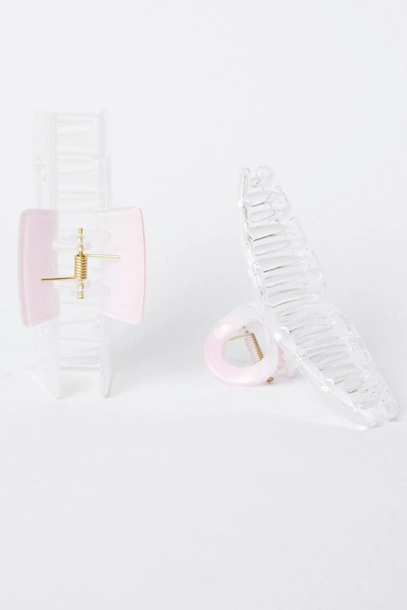 Pink 2 Pack Claw Clips