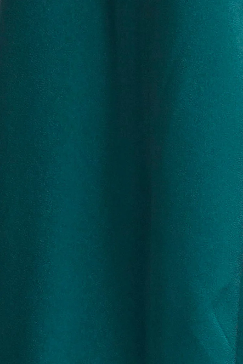 Green Puff Sleeve Top Long Sleeve Crop Satin