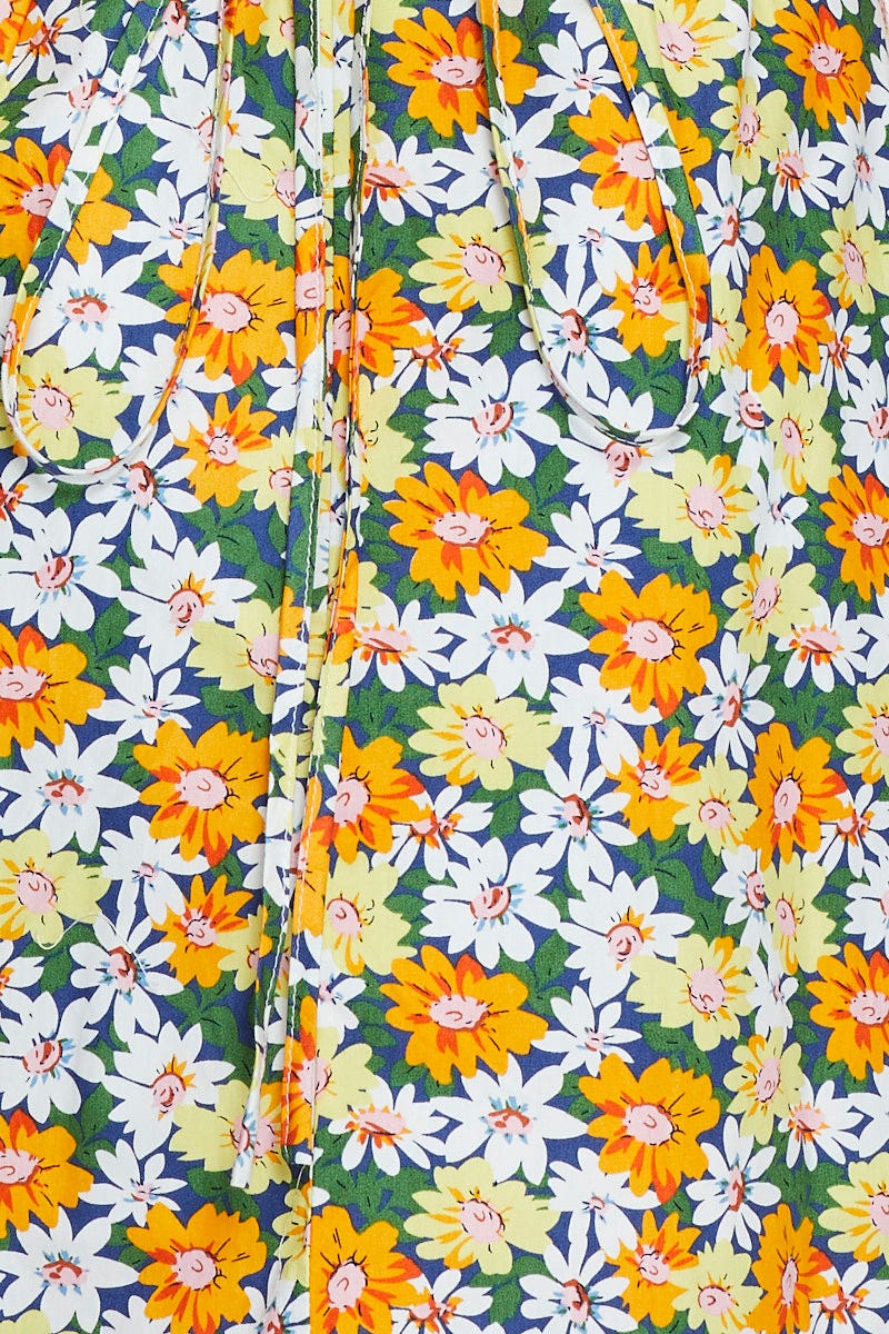 Print Fit And Flare Dress Short Sleeve V Neck