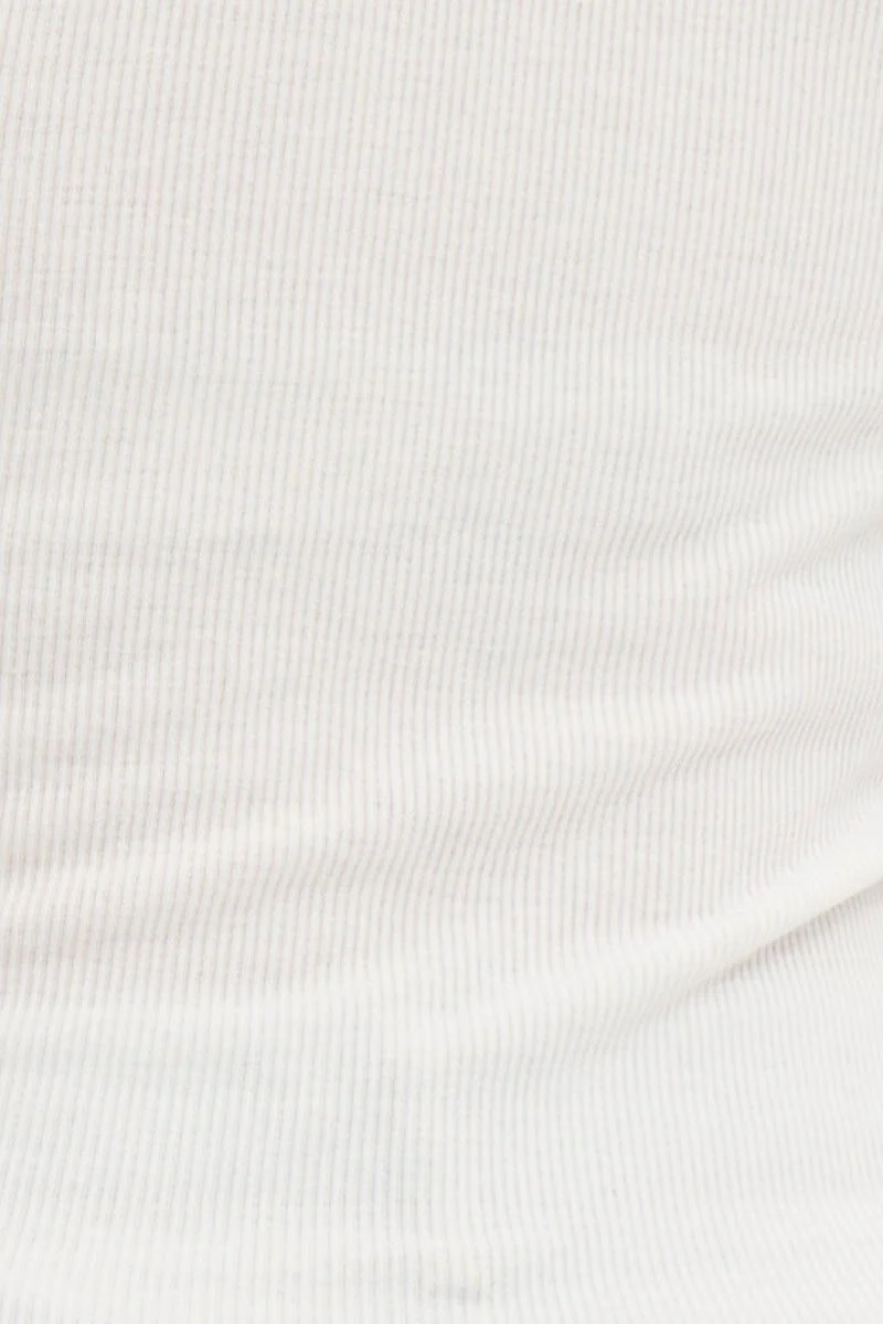 White Rib Knot Front Tank Top