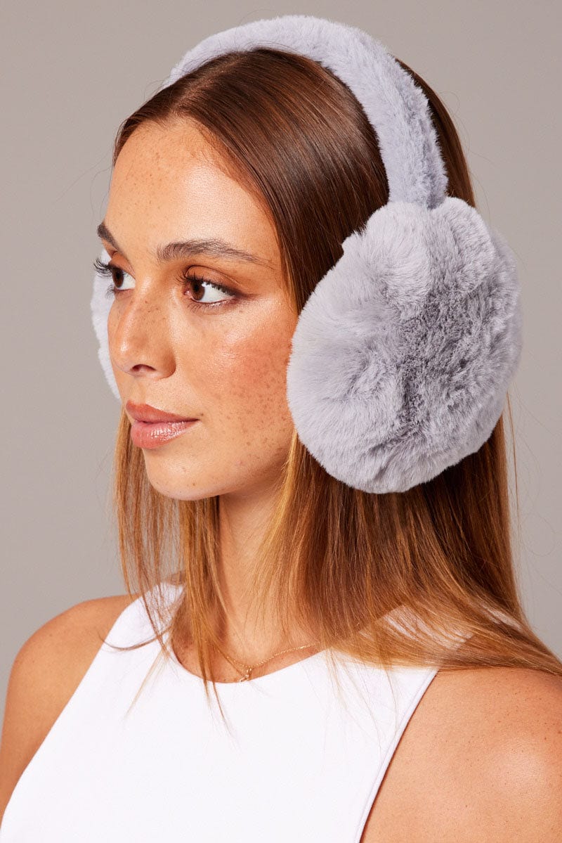 Grey Fluffy Ear Muffs