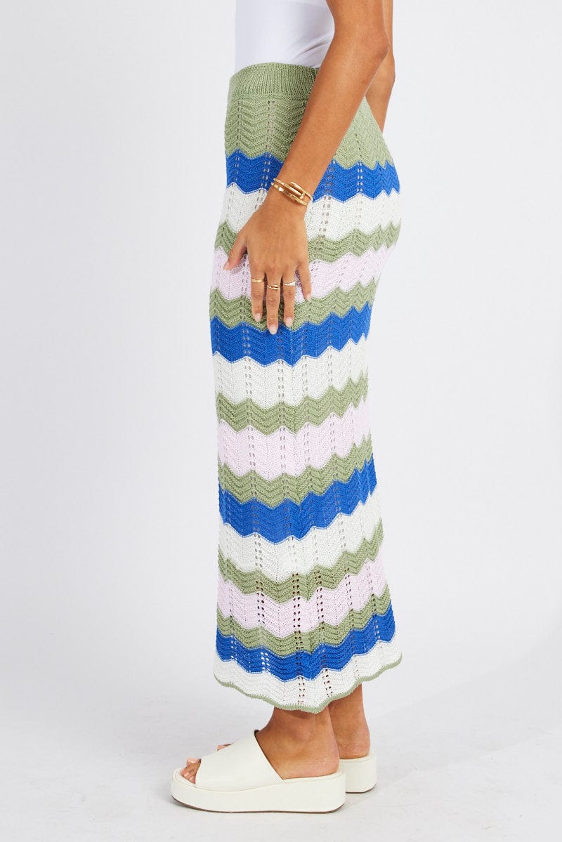 Multi Stripe Knit Skirt Crochet