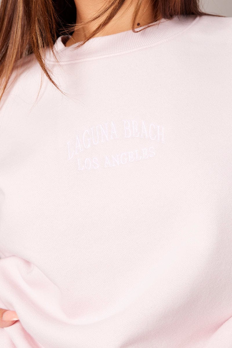 Pink Graphic Sweater Long Sleeve