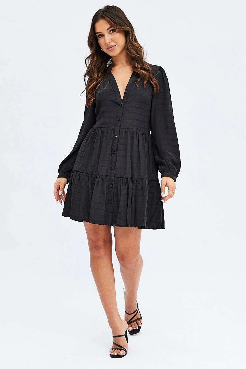 Black Shirts Dress Long Sleeve