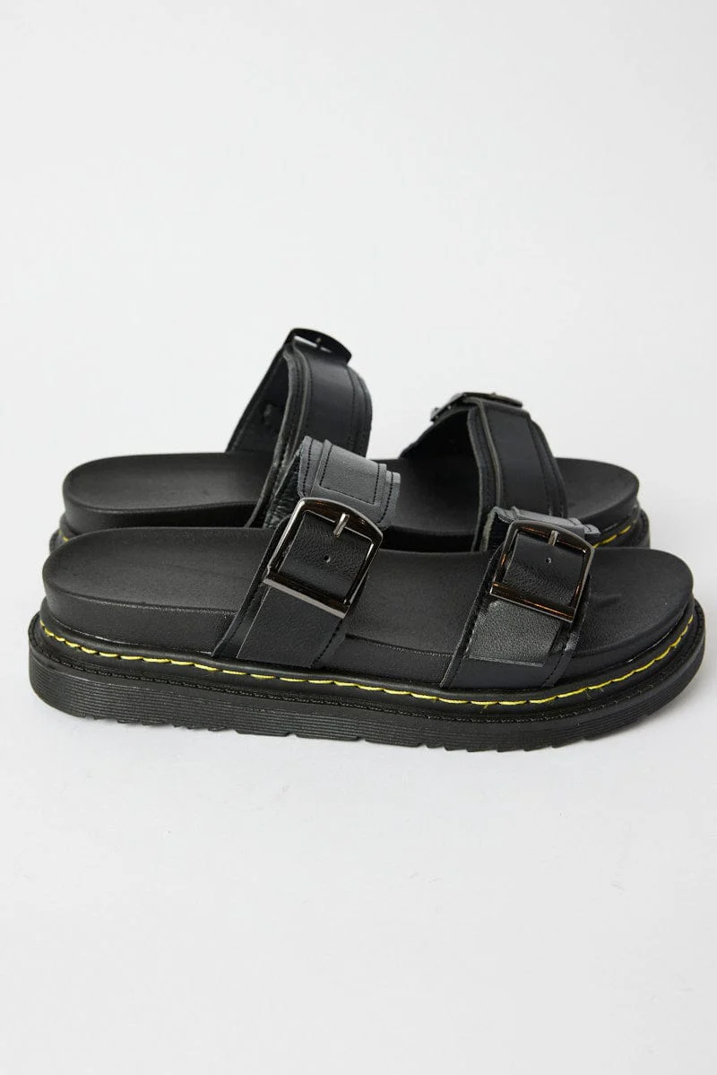 Black Double Buckle Sandals