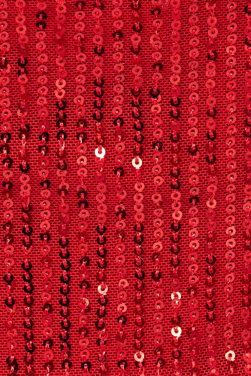 Red Sequins Cami Cowl Neck Crop