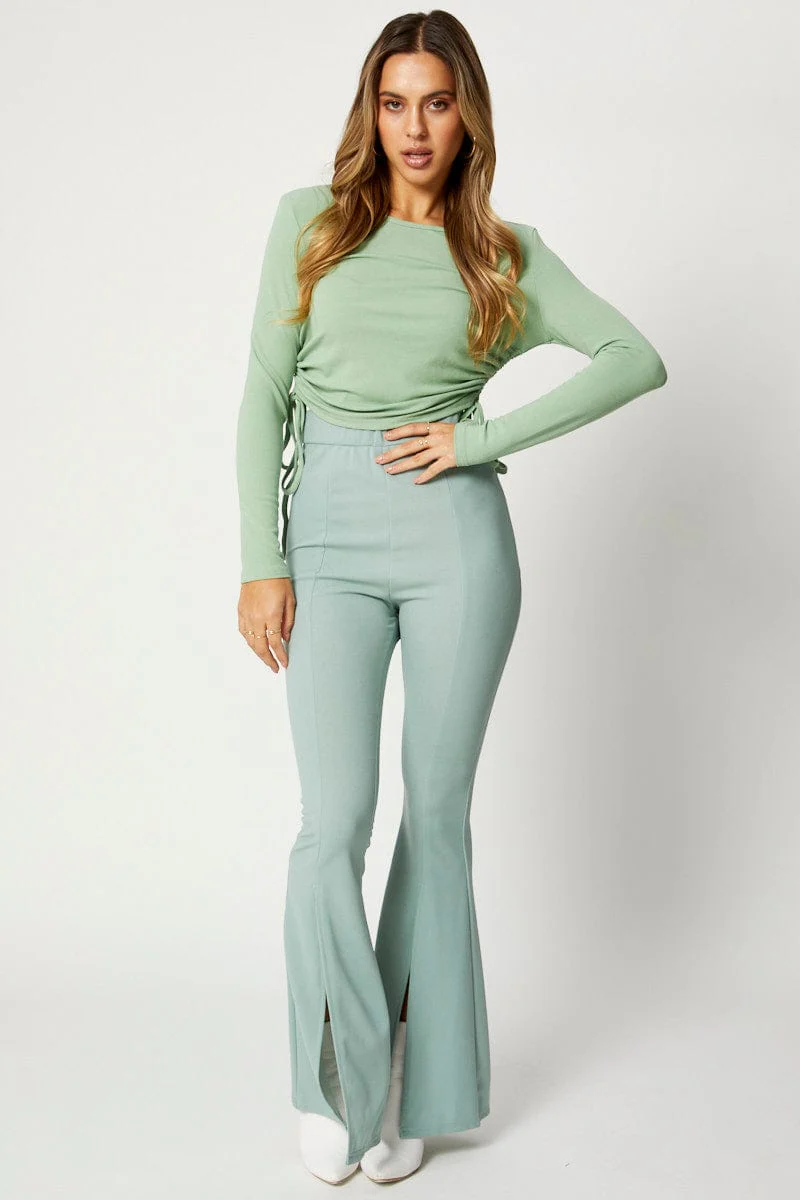 Green Top Long Sleeve Drawstring