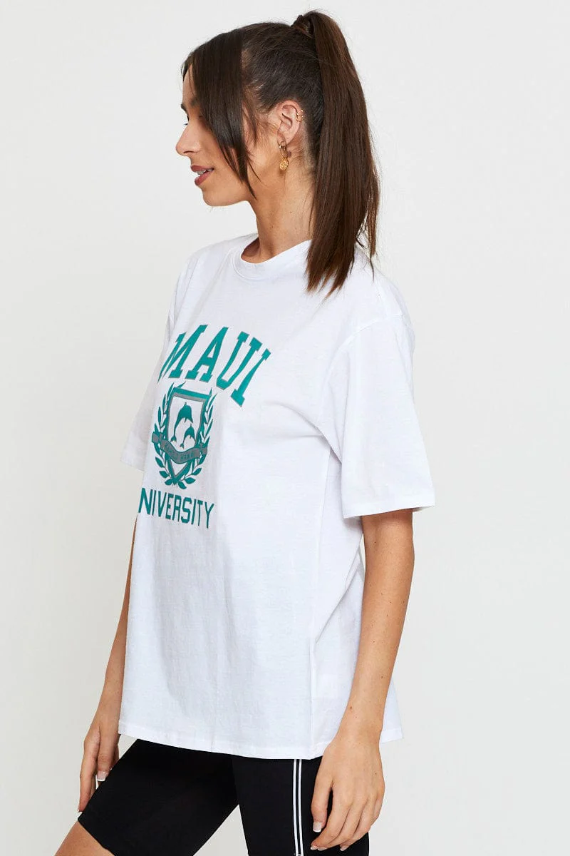 White Graphic T Shirt Short Sleeve