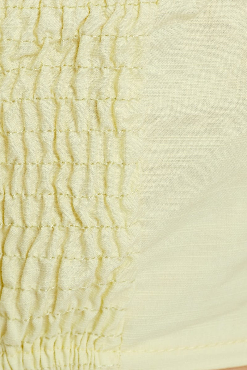 Yellow Crop Top Short Sleeve Off Shoulder