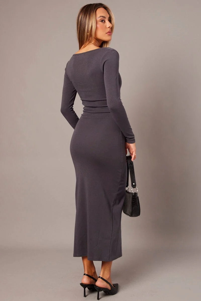 Grey Bodycon Dress Long Sleeve