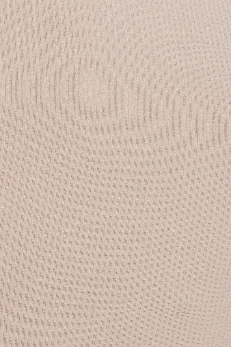 Beige Seamless One Shoulder Basic Top