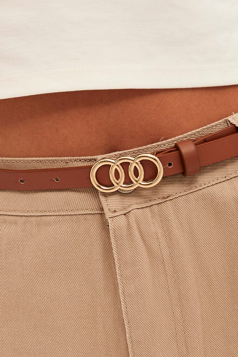 Beige Round Buckle Belt