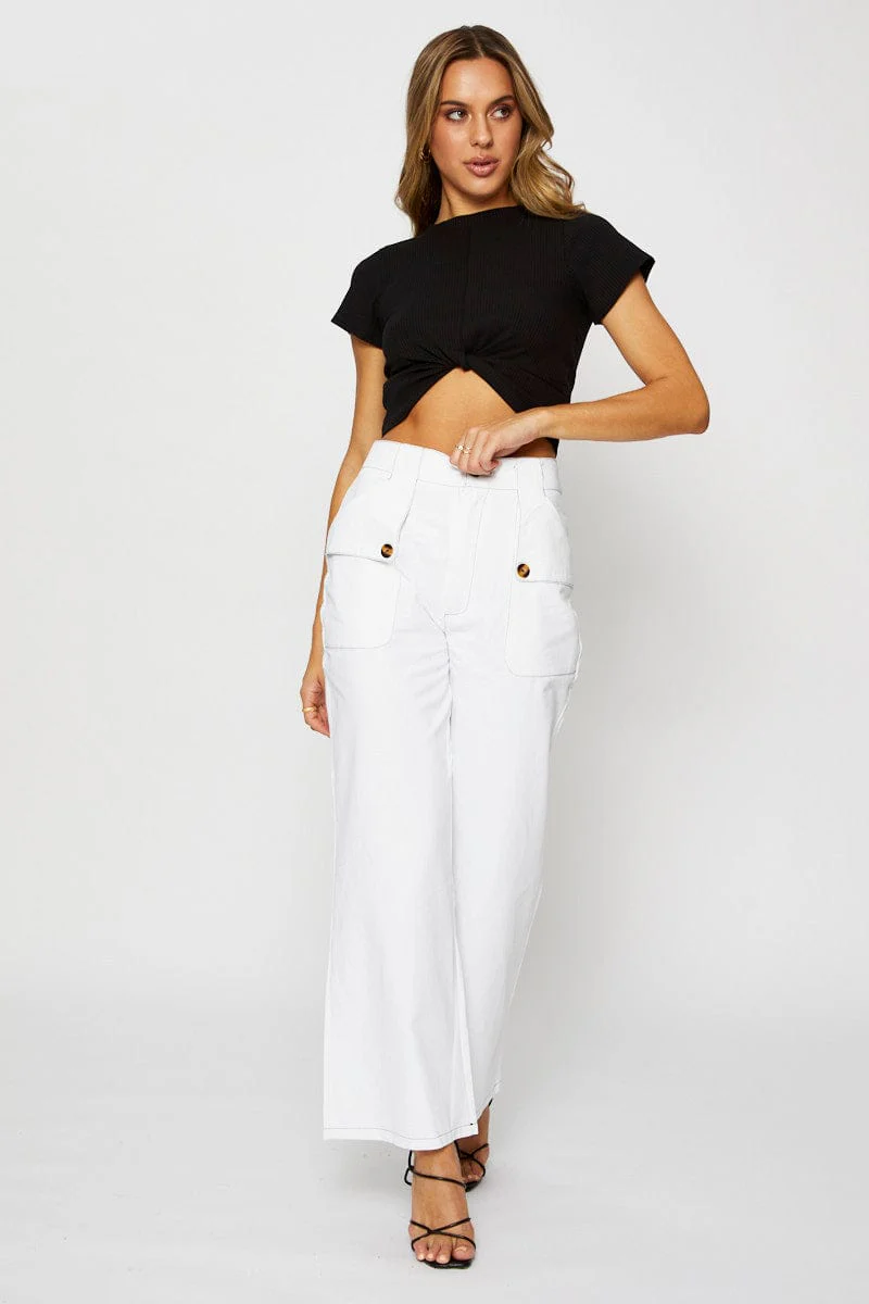 White Wide Leg Pants