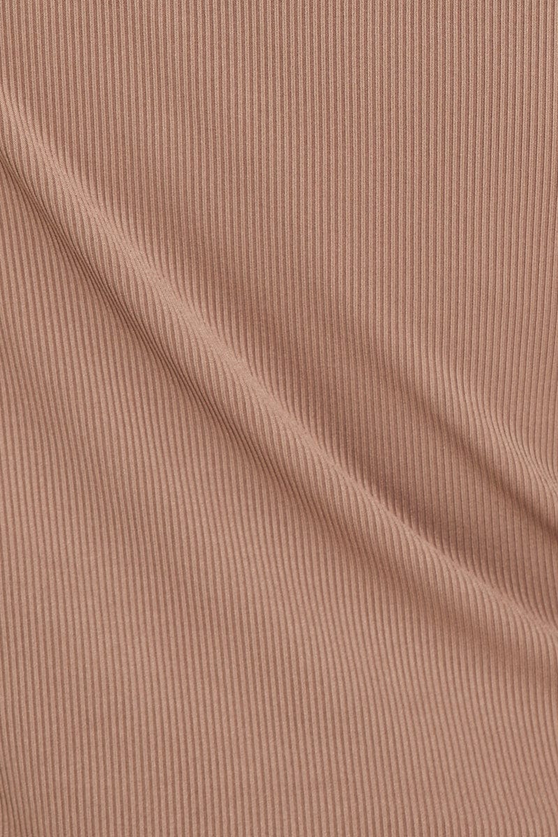 Brown Snap Button Off Shoulder Knit