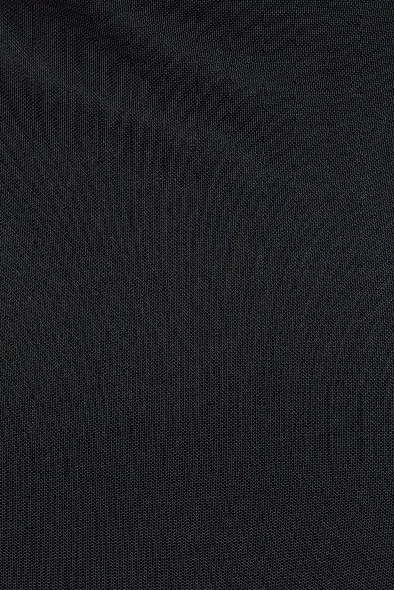 Black Mini Skirt Ruffled Mesh