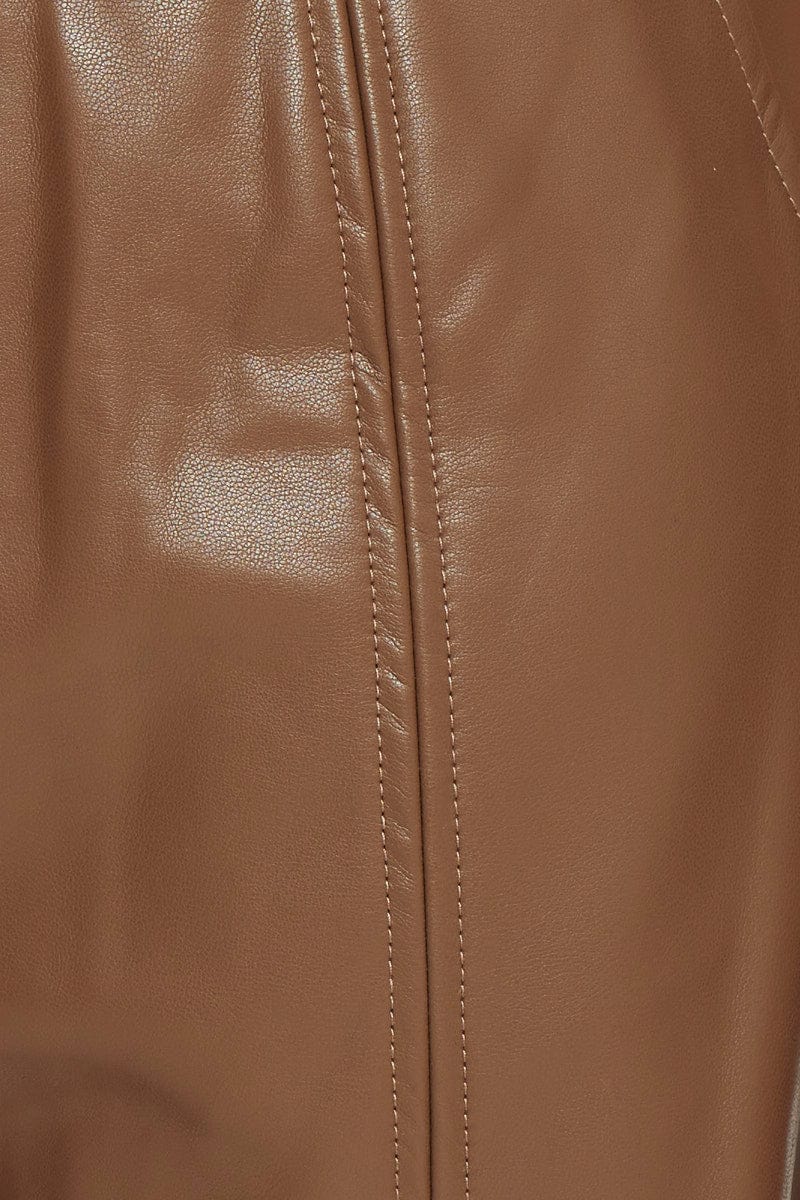Brown Faux Leather Boyfriend Short