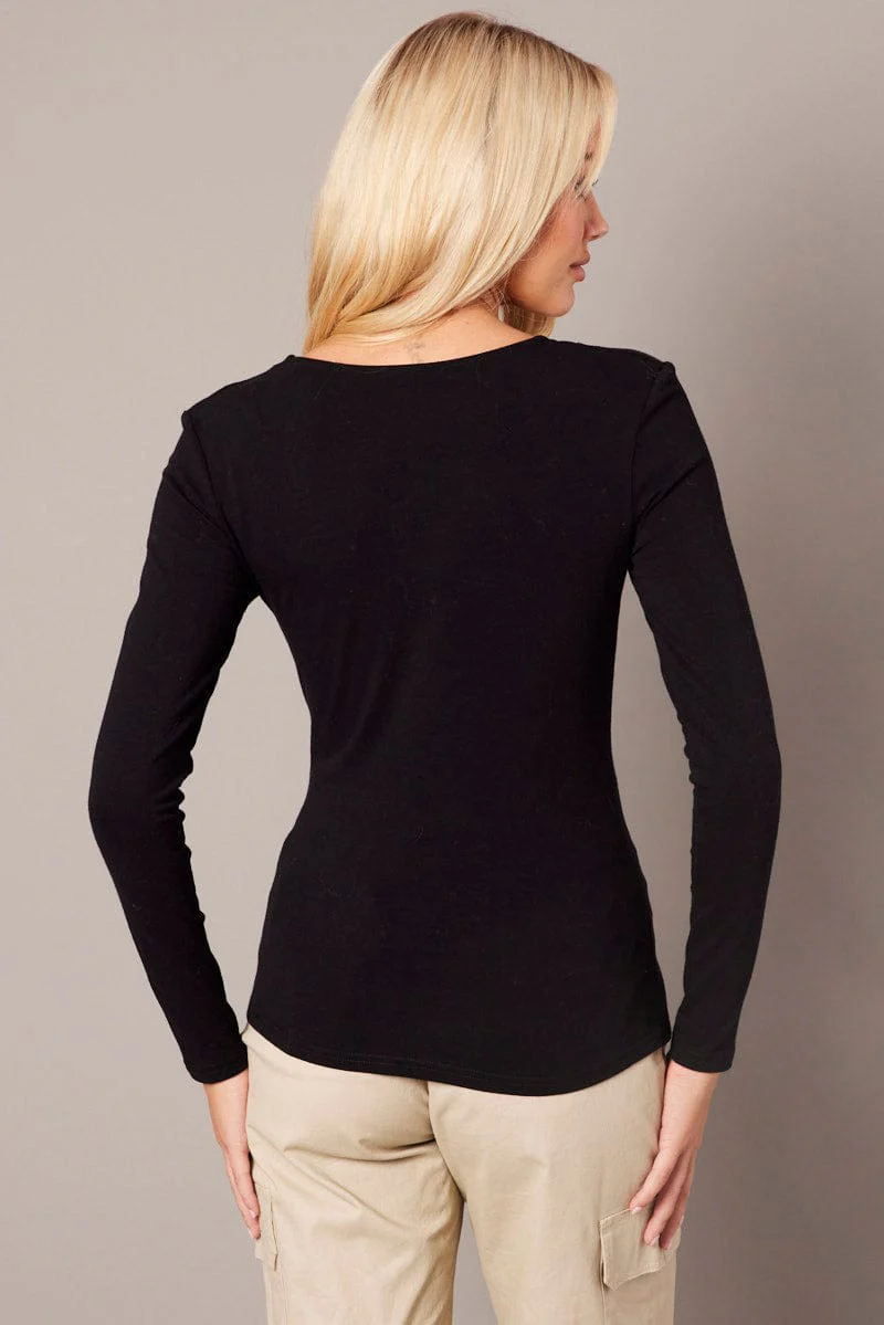 Black Top Long Sleeve Scoop Neck