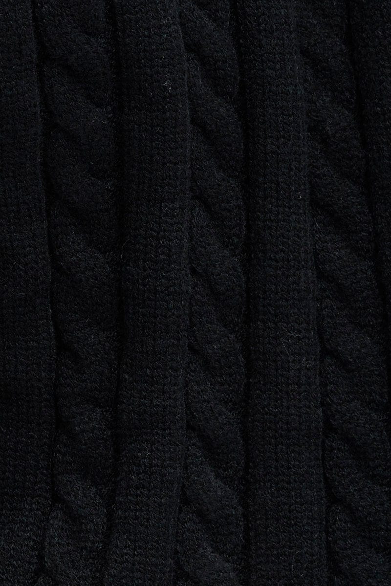 Black Cable Knit Cardigan Hooded
