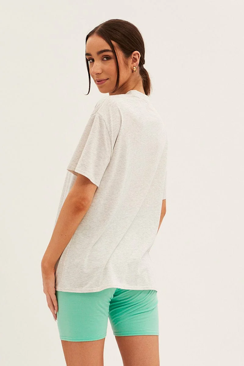 Green Graphic T And Biker Shorts Set