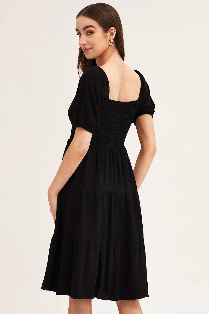 Black Midi Dress Sweetheart