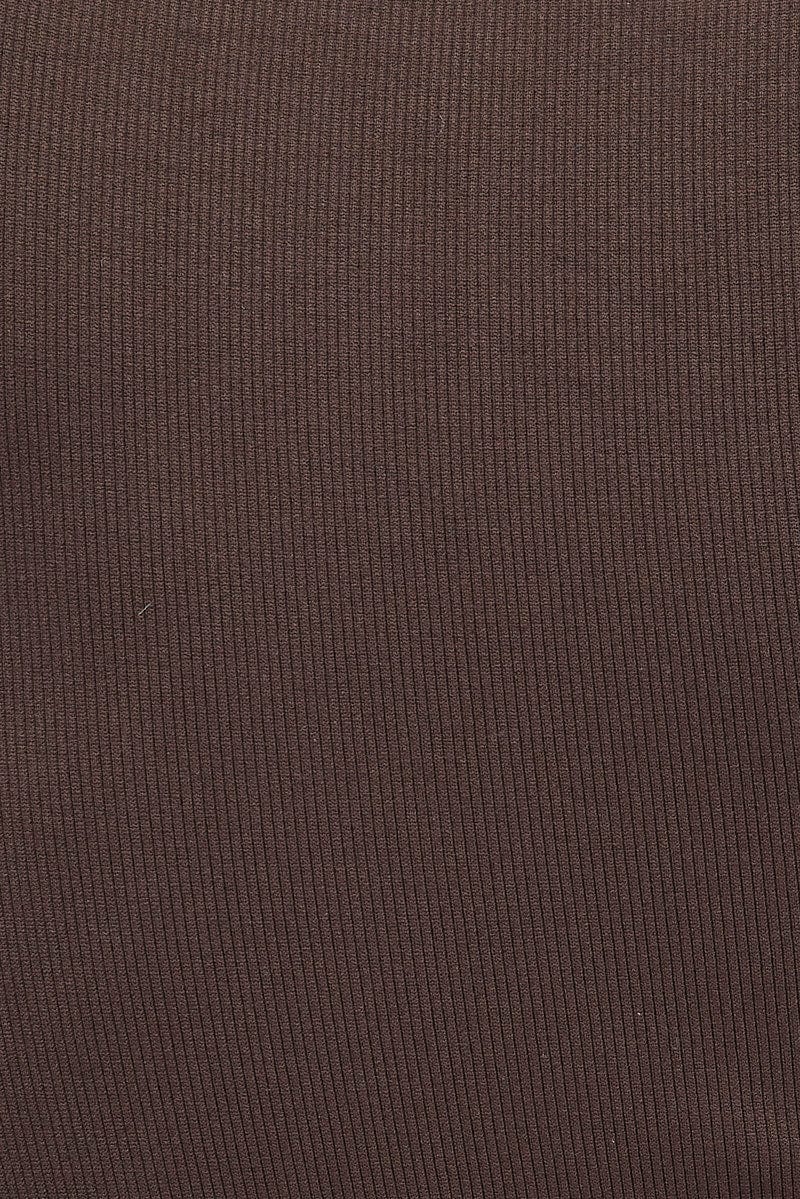 Brown T Shirt Short Sleeve Crew Neck Seamless