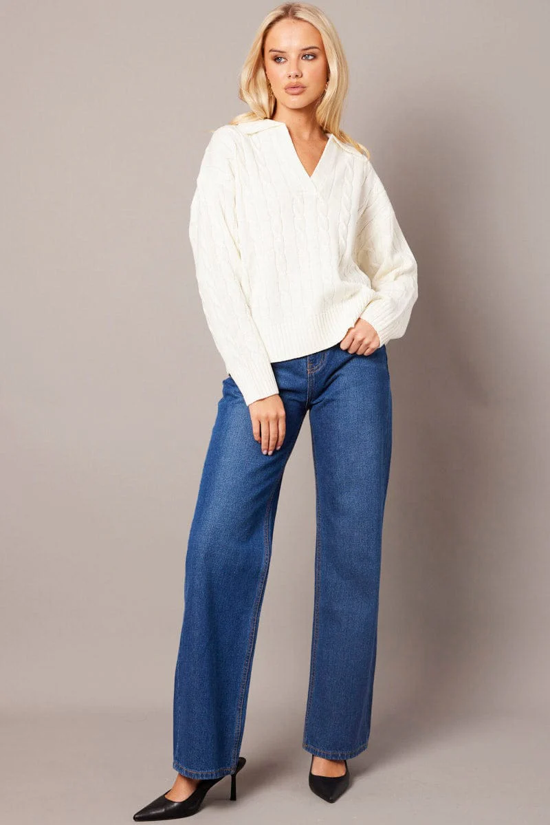 White Cable Knit Long Sleeve