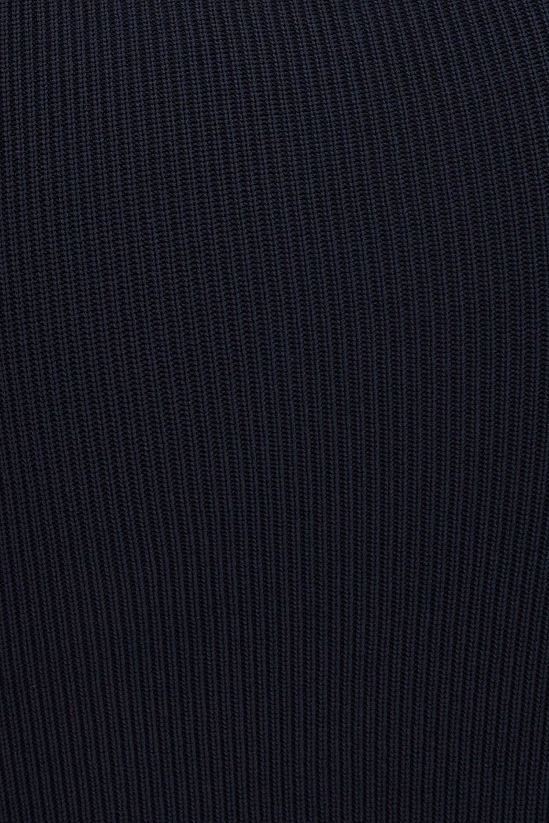 Blue Sweetheart Neckline Bandeau Knit Bodycon Dress