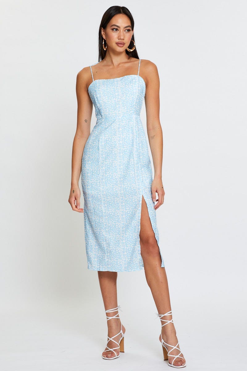 Print Slip Dress Midi