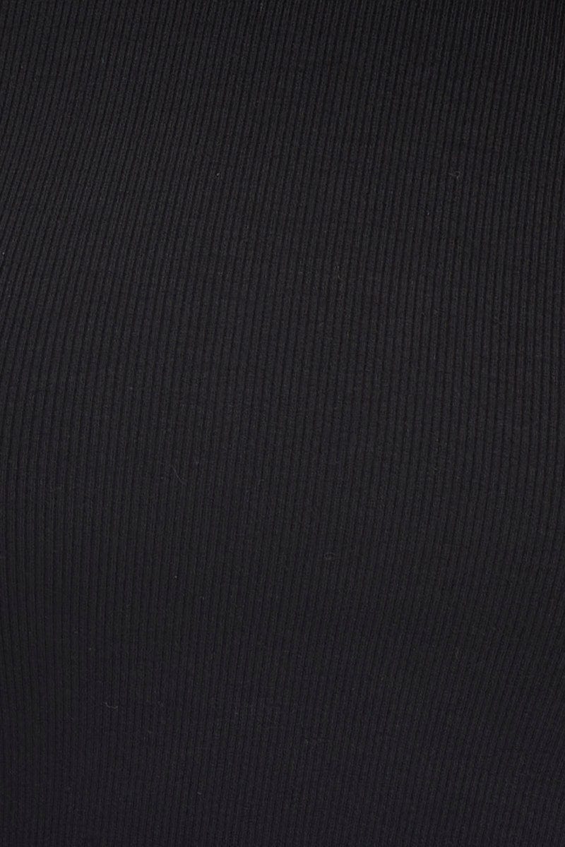 Black Asymmetric Top Ribbed