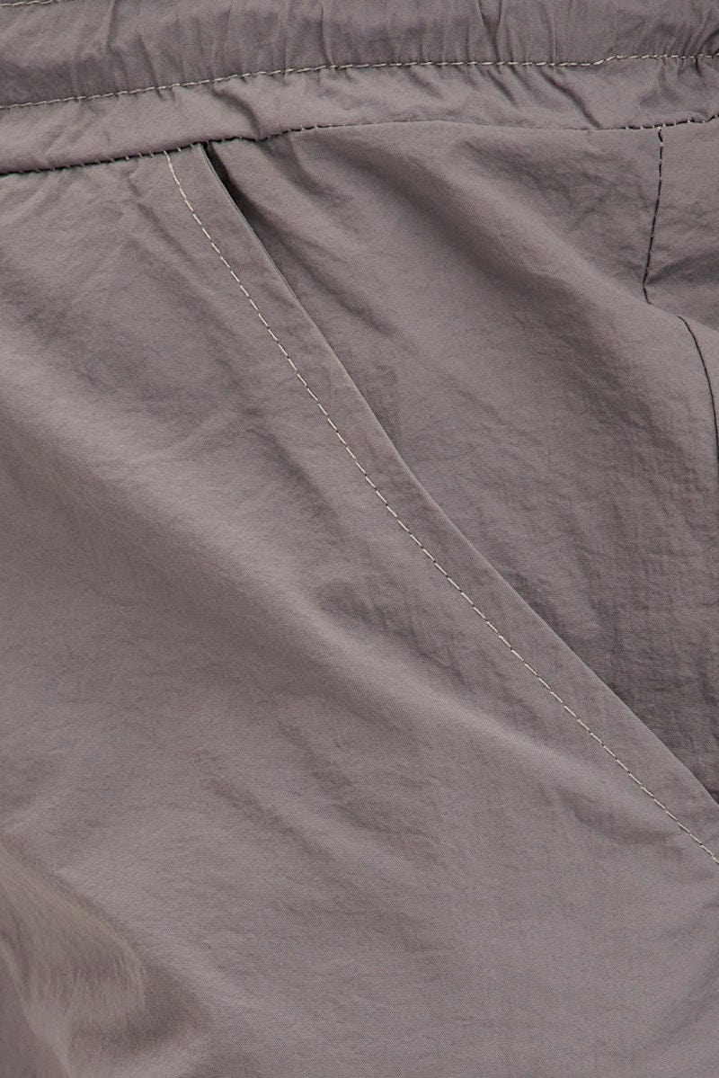 Grey Low Rise Cargo Pants
