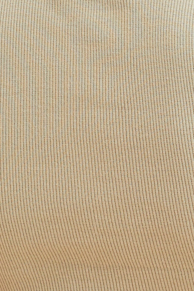 Green Racer Tank Cotton Blend Rib High Neck Racer Back