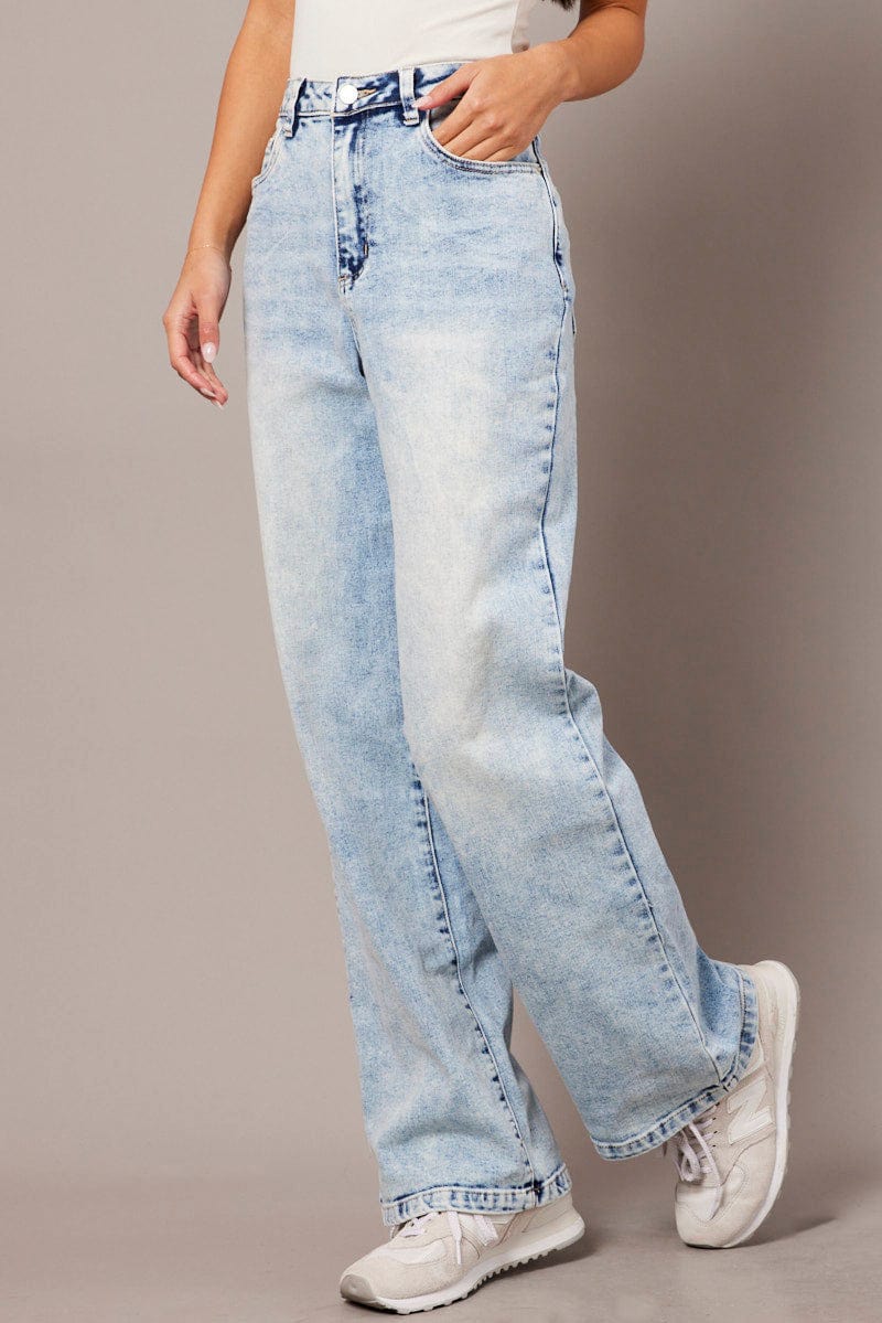 Denim Straight Jean High Rise Acid Wash