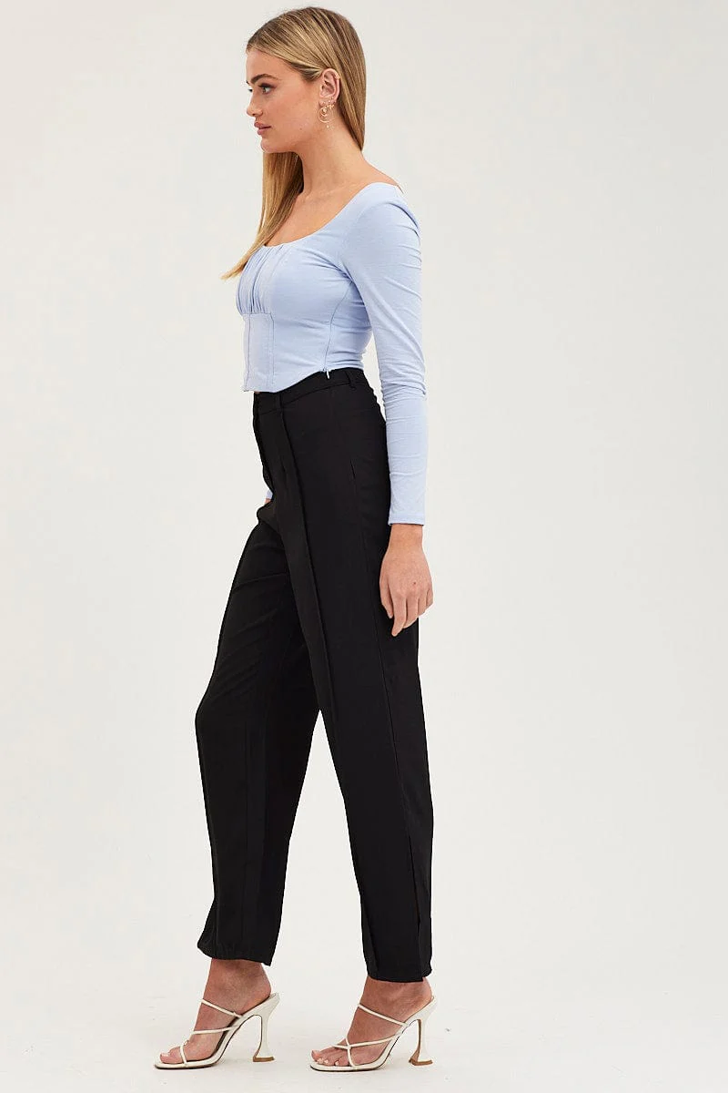 Black Wide Leg Pants High Rise