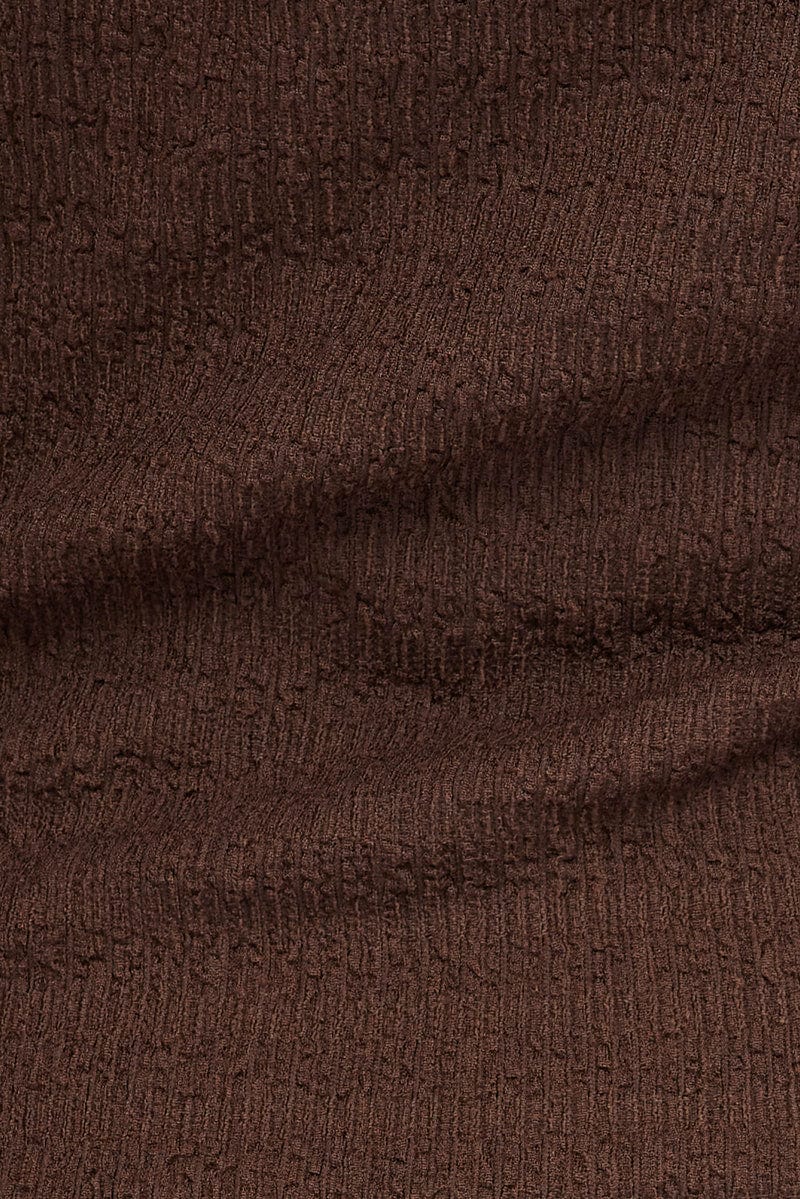 Brown Singlet Top Textured Cotton