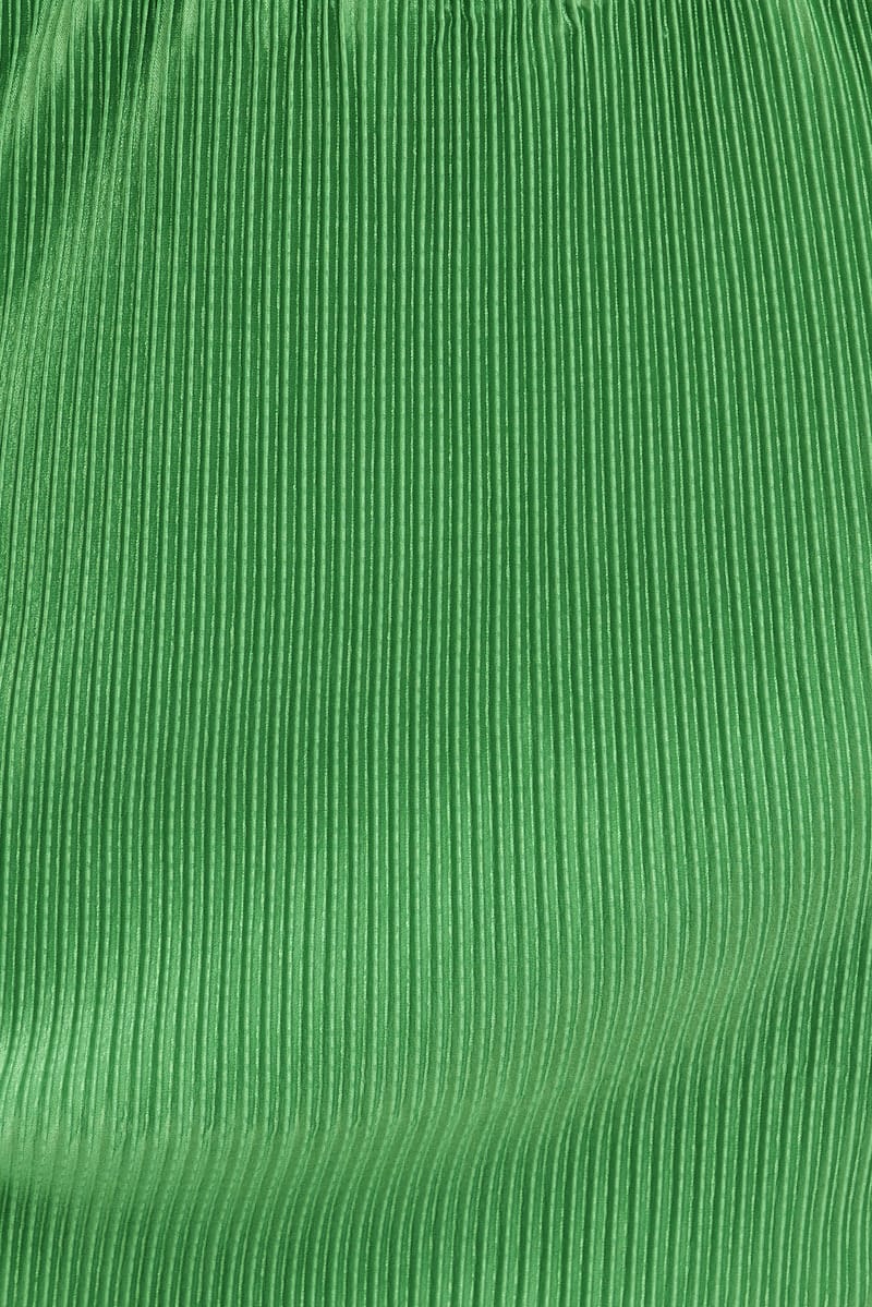 Green Plisse Skirt Maxi High Rise