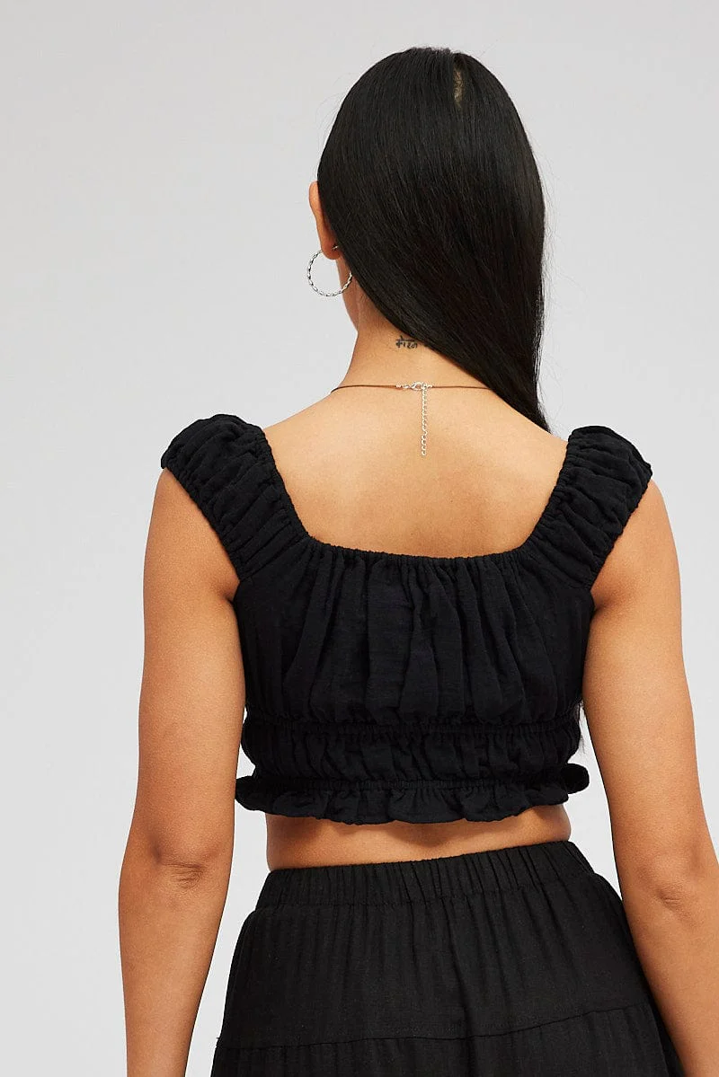 Black Crop Top Short Sleeve